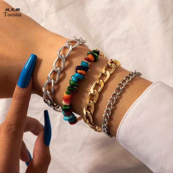tocona charms 4pcs/sets colorful natural stone bracelets for women trendy alloy metal adjustable bohemian jewelry gift 16542 link, chain, Black
tocona charms 4pcs/sets colorful natural stone bracelets for women trendy alloy metal adjustable bohemian jewelry gift 16542 link, chain, Black
