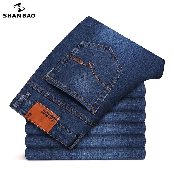 men's jeans shan bao 2021 autumn brand fitted straight stretch classic style young business casual fashion denim, Blue
men's jeans shan bao 2021 autumn brand fitted straight stretch classic style young business casual fashion denim, Blue