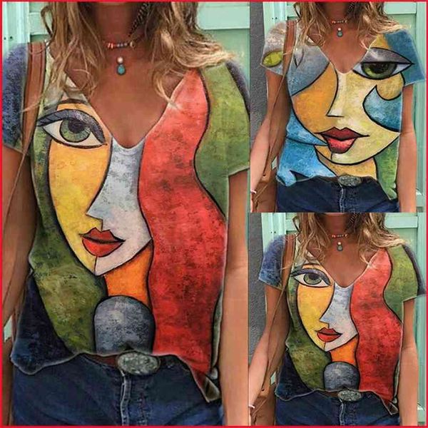 vintage v neck tshirt womens summer casual abstract character print t shirt female streetwear y2k short sleeve clothes tees 210708, White
vintage v neck tshirt womens summer casual abstract character print t shirt female streetwear y2k short sleeve clothes tees 210708, White
