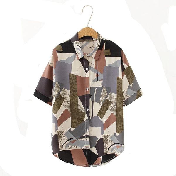women's blouses & shirts 2021 summer woman thin loose geometric print short sleeved shirt, White
women's blouses & shirts 2021 summer woman thin loose geometric print short sleeved shirt, White