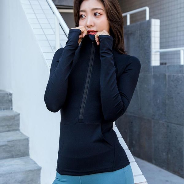 fitness black long sleeve sport zip women pocket yoga shirt solid jersey female workout sportswear outfits, White;red
fitness black long sleeve sport zip women pocket yoga shirt solid jersey female workout sportswear outfits, White;red