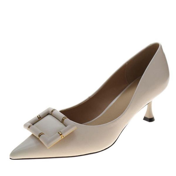dress shoes 2021 spring layer cowhide high heels women square buckle pointed head and light mouth fashion single, Black
dress shoes 2021 spring layer cowhide high heels women square buckle pointed head and light mouth fashion single, Black