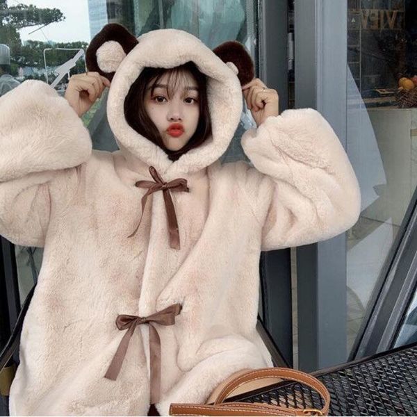 women's jackets women cute bear ear long sleeve fuzzy fluffy jacket tie-up oversized sweatshirt kawaii plush coat winter outwear, Black;brown
women's jackets women cute bear ear long sleeve fuzzy fluffy jacket tie-up oversized sweatshirt kawaii plush coat winter outwear, Black;brown
