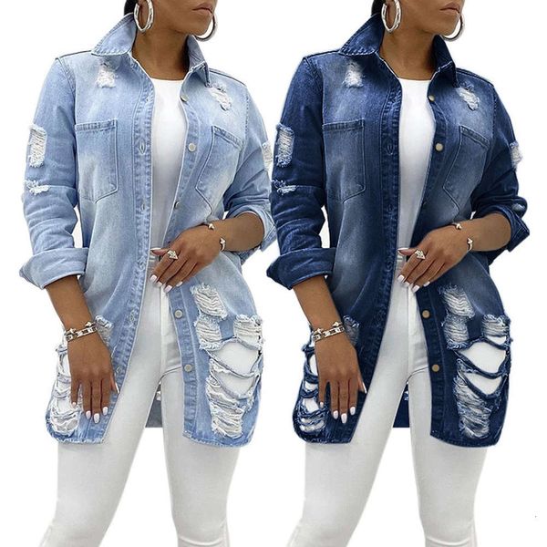 2021 spring and autumn new jeans women's long sleeve korean jacket short slim hole versatile large, White
2021 spring and autumn new jeans women's long sleeve korean jacket short slim hole versatile large, White