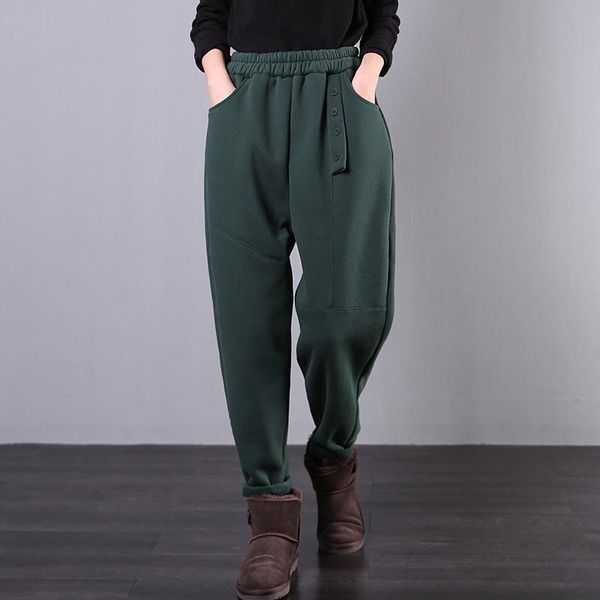 women's pants & capris winter women thicker fleece warm large size trousers elastic waist loose pocket 2021 ladies all-match, Black;white
women's pants & capris winter women thicker fleece warm large size trousers elastic waist loose pocket 2021 ladies all-match, Black;white