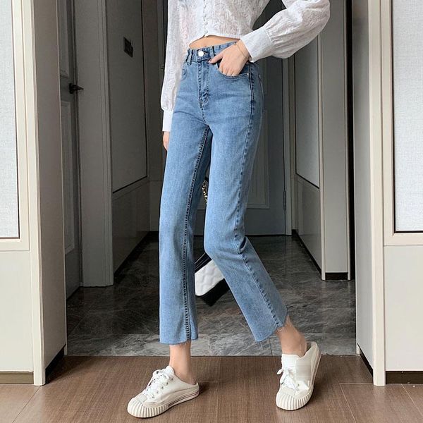 women's jeans edge slim stretch personality watch pocket spring fashion nine points straight pants 2021, Blue
women's jeans edge slim stretch personality watch pocket spring fashion nine points straight pants 2021, Blue