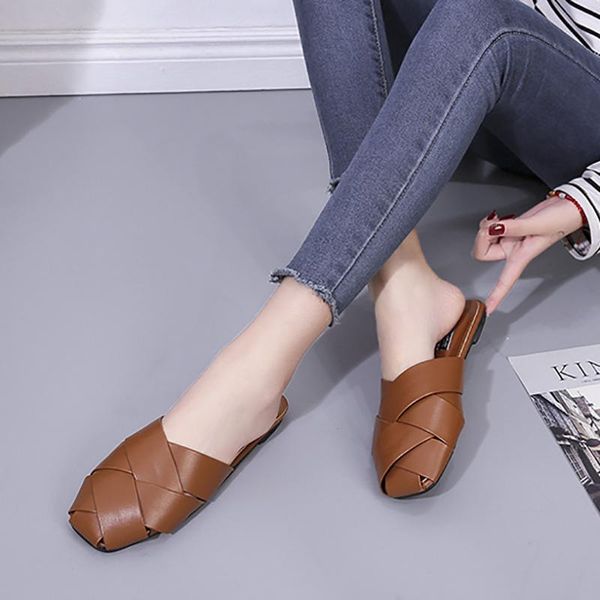 slippers women's woven leather flat bottom sandals loafers fashion beach shoes ready stock, Black
slippers women's woven leather flat bottom sandals loafers fashion beach shoes ready stock, Black