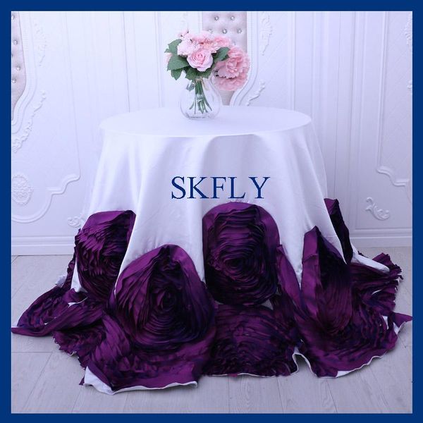 fancy 2021 wedding round thick satin and taffeta purple white table cloth with rose
fancy 2021 wedding round thick satin and taffeta purple white table cloth with rose