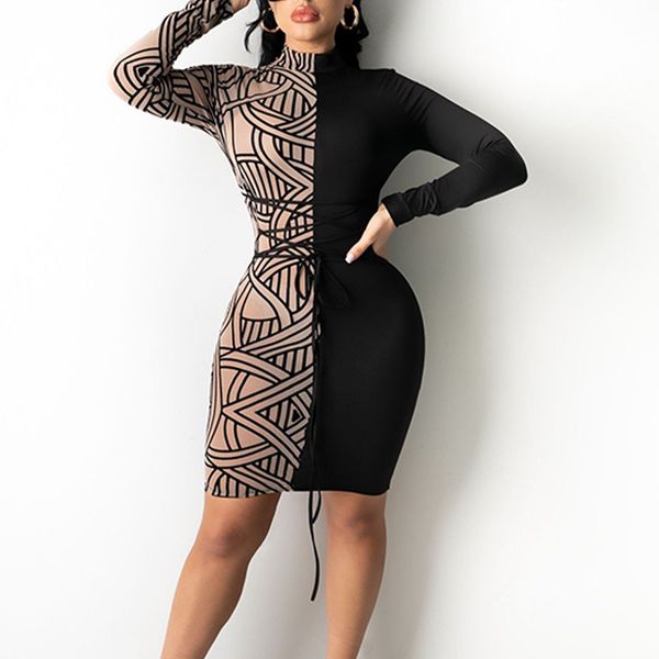 summer pencil dresses women skinny geometric printed patchwork long sleeve bodycon dress lace up slim party dress vestidos robes 210521, Black;gray
summer pencil dresses women skinny geometric printed patchwork long sleeve bodycon dress lace up slim party dress vestidos robes 210521, Black;gray
