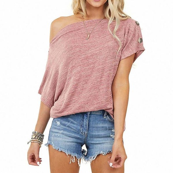 women's t-shirt 2021 off shouder summer women fashion button short sleeve slash neck tshirt loose harajuku streetwear tee, White
women's t-shirt 2021 off shouder summer women fashion button short sleeve slash neck tshirt loose harajuku streetwear tee, White
