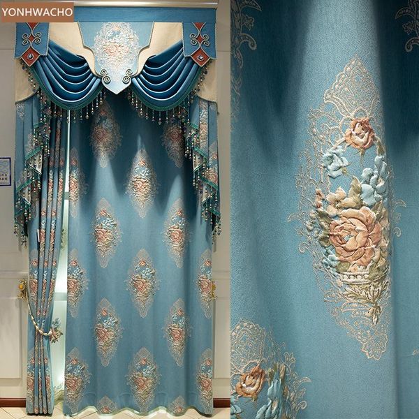 custom curtain luxury chenille jacquard european blue green cloth blackout valance tulle panel c686 & drapes
custom curtain luxury chenille jacquard european blue green cloth blackout valance tulle panel c686 & drapes