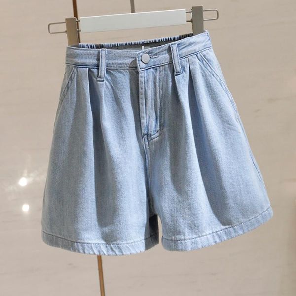 women's shorts casual light blue thin denim summer elastic high waisted women fashion a-line pockets wide legs baggy jean short clothes, White;black
women's shorts casual light blue thin denim summer elastic high waisted women fashion a-line pockets wide legs baggy jean short clothes, White;black
