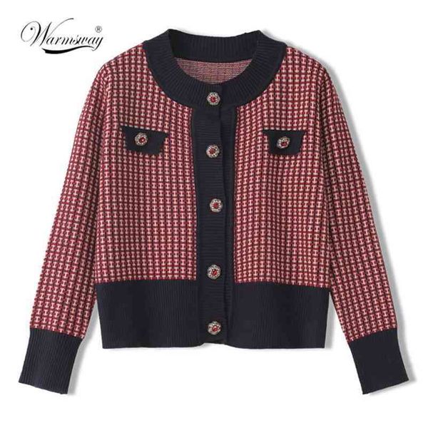red palaid cardigan vintage spring women cropped sweater coat full o-neck diamond buckle knit elegant c-088 210522, White
red palaid cardigan vintage spring women cropped sweater coat full o-neck diamond buckle knit elegant c-088 210522, White