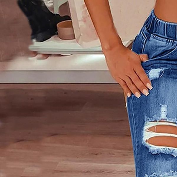 drawstring denim stretch ripped womens jean plus size full length pencil pants, Blue
drawstring denim stretch ripped womens jean plus size full length pencil pants, Blue