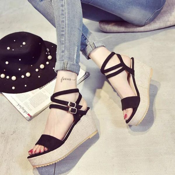 summer women fashion high heels sandals ladies wedge shoes brand lace-up casual party peep toe thick bottom platform dress, Black
summer women fashion high heels sandals ladies wedge shoes brand lace-up casual party peep toe thick bottom platform dress, Black