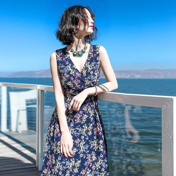 casual dresses amazon beach skirt summer korean v-neck sleeveless gathered waist floral slim large print dress, Black;gray
casual dresses amazon beach skirt summer korean v-neck sleeveless gathered waist floral slim large print dress, Black;gray