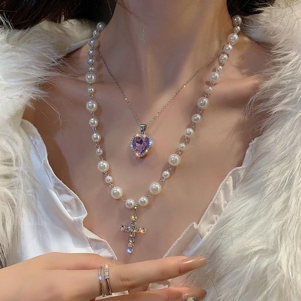pendant necklaces korean fashion elegant rhinestone bling cross heart for women girlfriend engagement party jewelry vintage gift, Silver
pendant necklaces korean fashion elegant rhinestone bling cross heart for women girlfriend engagement party jewelry vintage gift, Silver