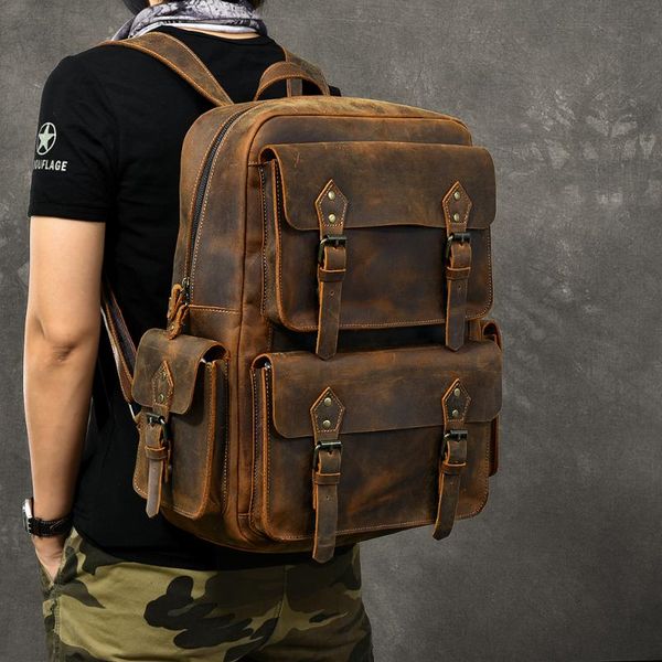 backpack retro genuine leather men's large capacity lapbag school male shoulder bags brown travel backpacks
backpack retro genuine leather men's large capacity lapbag school male shoulder bags brown travel backpacks