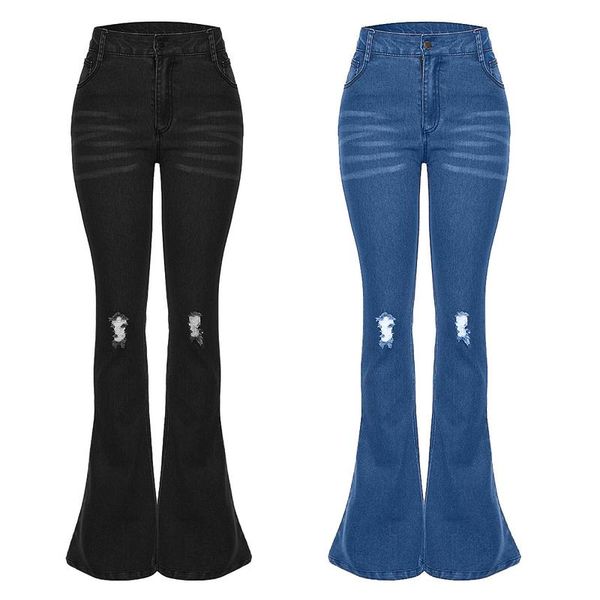 women's jeans 2021 high waist women casual bell bottom female slim elastic flare pants distressed hole denim plus size, Blue
women's jeans 2021 high waist women casual bell bottom female slim elastic flare pants distressed hole denim plus size, Blue