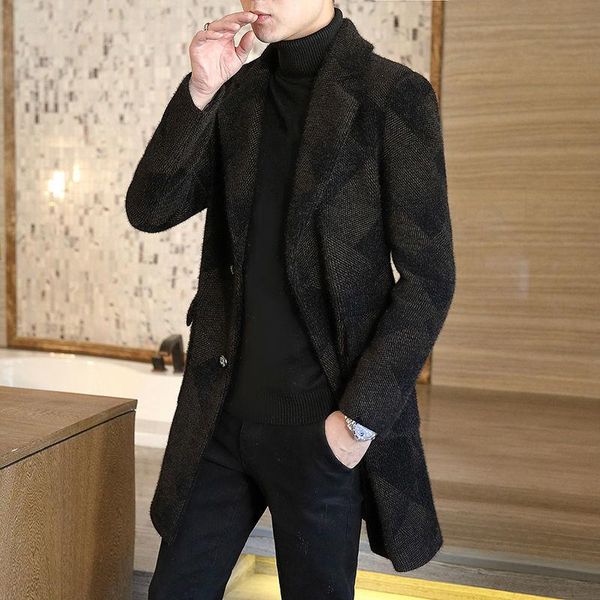 men's wool & blends 2021 men autumn long printed woolen windbreaker coats plus size slim fashion jackets o253, Black
men's wool & blends 2021 men autumn long printed woolen windbreaker coats plus size slim fashion jackets o253, Black