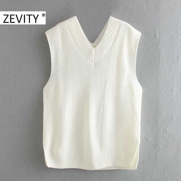 zevity women fashion v neck sleeveless knitting vest sweater female side split pullovers chic leisure jumpers s447 210603, White;black
zevity women fashion v neck sleeveless knitting vest sweater female side split pullovers chic leisure jumpers s447 210603, White;black