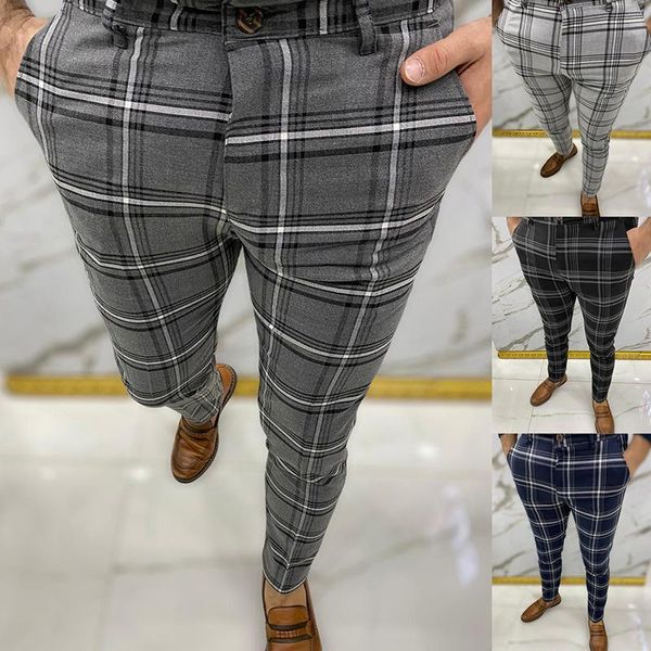men's pants plaid for men trousers lattice striped slim fit zipper midwaist fashion male business office work party clothing, Black
men's pants plaid for men trousers lattice striped slim fit zipper midwaist fashion male business office work party clothing, Black