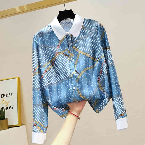 shirt polka dot chain contrast women spring lapel long sleeve up fashion womans camisas mujer, White
shirt polka dot chain contrast women spring lapel long sleeve up fashion womans camisas mujer, White