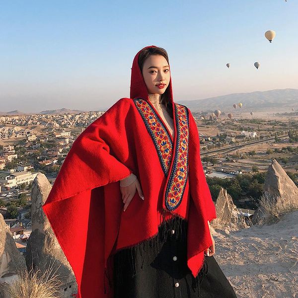 scarves woman red hooded cape poncho autumn winter embroider collar knitted sweater outdoor wear tassel cardigan coat for female, Blue;gray
scarves woman red hooded cape poncho autumn winter embroider collar knitted sweater outdoor wear tassel cardigan coat for female, Blue;gray