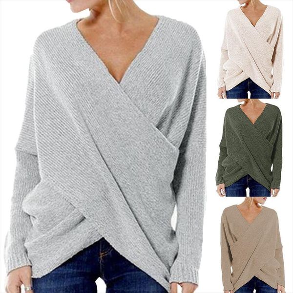 solid color women fashion womens sweaters v neck cross front irregular hem sweater loose jumper, White;black
solid color women fashion womens sweaters v neck cross front irregular hem sweater loose jumper, White;black