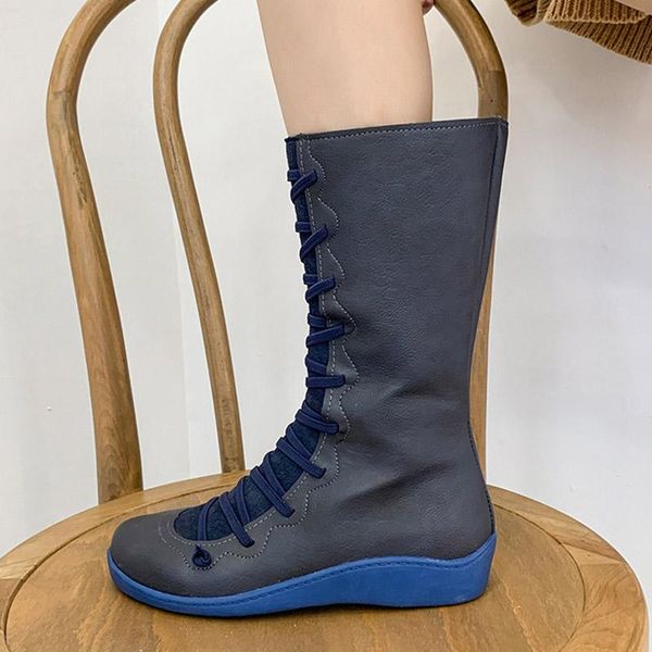 women's mid calf boots flat pu leather women autumn cross strap vintage long punk boot ladies shoes woman plus size, Black
women's mid calf boots flat pu leather women autumn cross strap vintage long punk boot ladies shoes woman plus size, Black