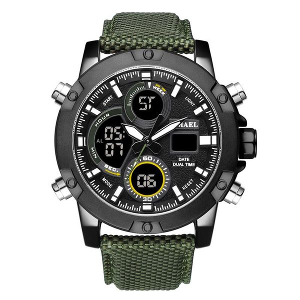 wristwatches smael men's watches brand sport waterproof nylon strap chronograph military wristwatch man watch relogio masculino men, Slivery;brown
wristwatches smael men's watches brand sport waterproof nylon strap chronograph military wristwatch man watch relogio masculino men, Slivery;brown