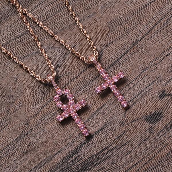 brass pendant solid cross micro pave with cz bling mens necklace iced out hip hop jewelry cn220 chains, Silver