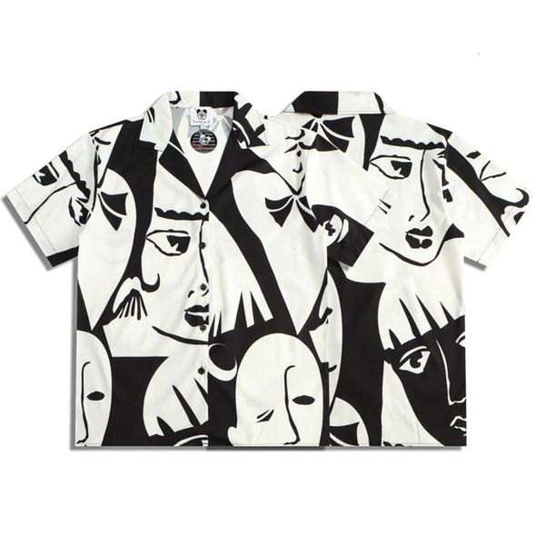 shirtsmen's street youth lovers fashion brand mask digital printing loose lapel short sleeve shirt summer, White;black
shirtsmen's street youth lovers fashion brand mask digital printing loose lapel short sleeve shirt summer, White;black