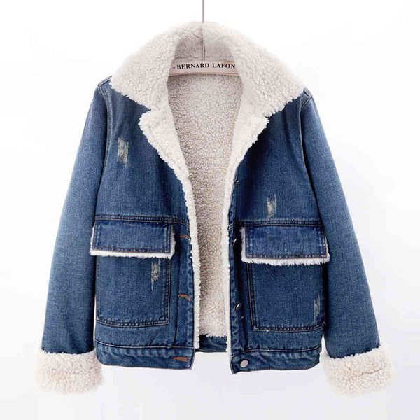 jacket korean winter loose thick warm lamb fur liner denim women big pocket vintage jeans jacket coat female student outerwear, Black;brown
jacket korean winter loose thick warm lamb fur liner denim women big pocket vintage jeans jacket coat female student outerwear, Black;brown