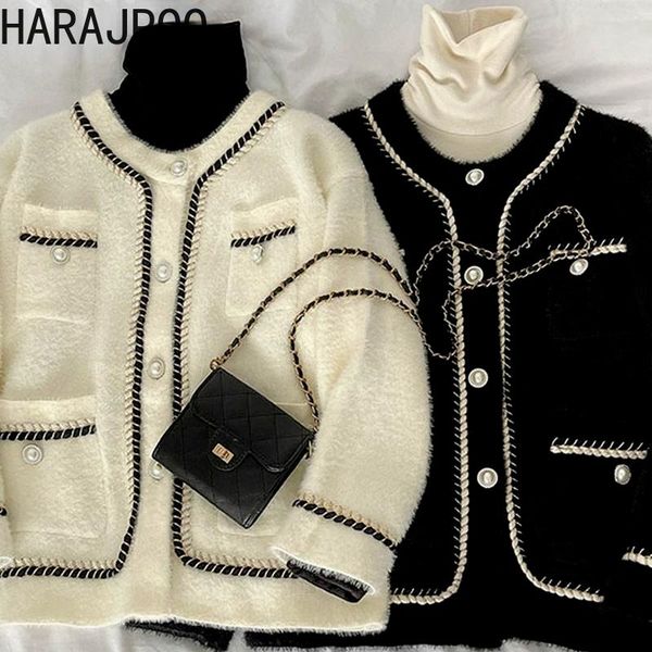 women's wool & blends jackets women harajpoo woolen korean fashion 2021 autumn winter single breasted o neck long sleeve pocket tweed c, Black
women's wool & blends jackets women harajpoo woolen korean fashion 2021 autumn winter single breasted o neck long sleeve pocket tweed c, Black