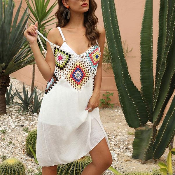 crochet swimsuit cover ups hollow beach dress women up wear v neck casual bathing suit bathers women's swimwear, White;black
crochet swimsuit cover ups hollow beach dress women up wear v neck casual bathing suit bathers women's swimwear, White;black