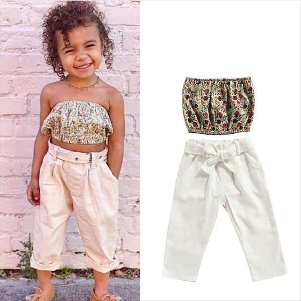 2pcs summer girls lovely clothes sets 1 6y floral printed strapless pullover solid long pants, White
2pcs summer girls lovely clothes sets 1 6y floral printed strapless pullover solid long pants, White