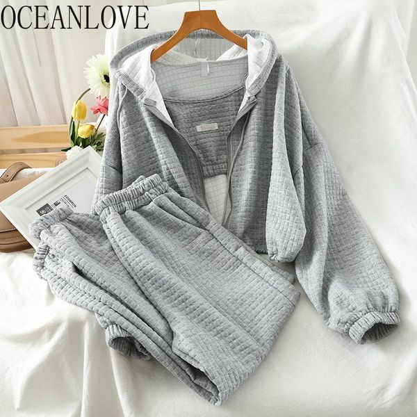 women's tracksuits oceanlove three pieces sets solid short hoodies + high waist pants tracksuit women autumn winter korean style ropa, Gray
women's tracksuits oceanlove three pieces sets solid short hoodies + high waist pants tracksuit women autumn winter korean style ropa, Gray