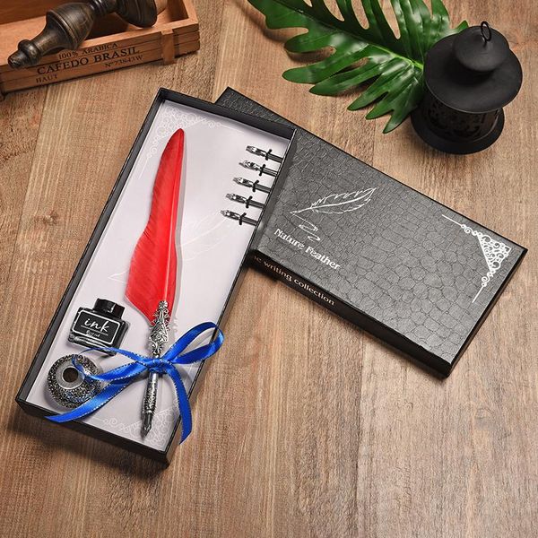 vintage feather pen birthday creative gift type dip water set high-end fountain writing material pens
vintage feather pen birthday creative gift type dip water set high-end fountain writing material pens