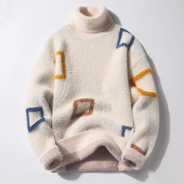 men's sweaters 2021 autumn and winter turtleneck sweater knitwear high-grade mink velvet soft comfortable warm fashionable casual top, White;black
men's sweaters 2021 autumn and winter turtleneck sweater knitwear high-grade mink velvet soft comfortable warm fashionable casual top, White;black
