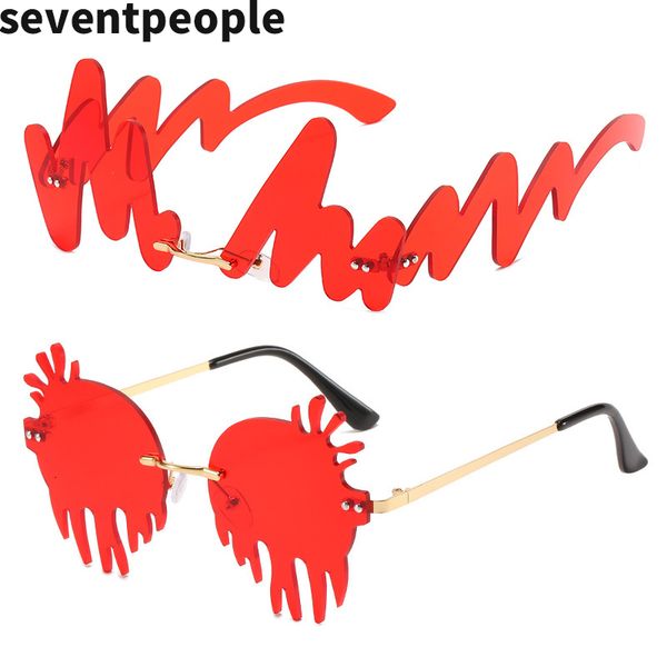 designer sunglasses 2021 fashion unique rimless women trendy n-shaped wave sun glasses irregular funny caterpillar eyeglasses for party, White;black
designer sunglasses 2021 fashion unique rimless women trendy n-shaped wave sun glasses irregular funny caterpillar eyeglasses for party, White;black