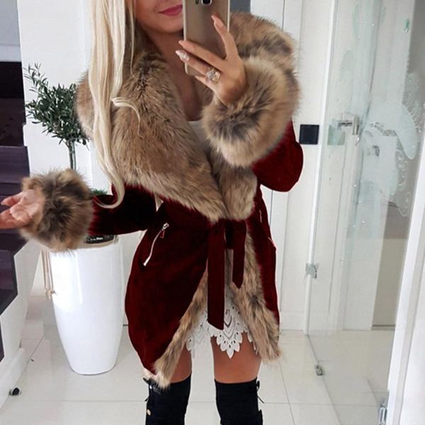 women's wool & blends 2021 winter fashion slim mid-length coat cotton coats with fur collar tie padded jacket, Black
women's wool & blends 2021 winter fashion slim mid-length coat cotton coats with fur collar tie padded jacket, Black