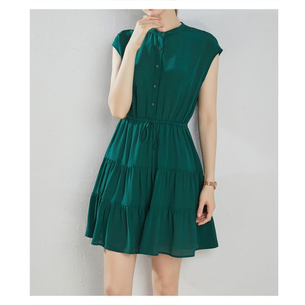 dress dark green female silk temperament vertical collar waist show thin a skirt 2021 fashion summe, Black;gray
dress dark green female silk temperament vertical collar waist show thin a skirt 2021 fashion summe, Black;gray