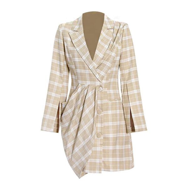 casual dresses 2021 autumn irregular plaid women suit dress notched collar single breasted high waist long sleeve woman short ol, Black;gray
casual dresses 2021 autumn irregular plaid women suit dress notched collar single breasted high waist long sleeve woman short ol, Black;gray
