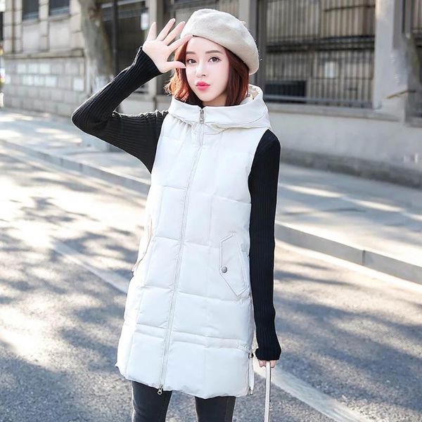 women's vests solid cotton padded women coat zipper hooded long vest for winter sleeveless jacket autumn female waistcoat, Black;white
women's vests solid cotton padded women coat zipper hooded long vest for winter sleeveless jacket autumn female waistcoat, Black;white