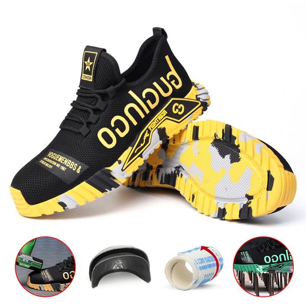 men shoes summer labor insurance shoes anti-smashing and stab-proof penetrating air flying woven safety shoes for men, Black
men shoes summer labor insurance shoes anti-smashing and stab-proof penetrating air flying woven safety shoes for men, Black