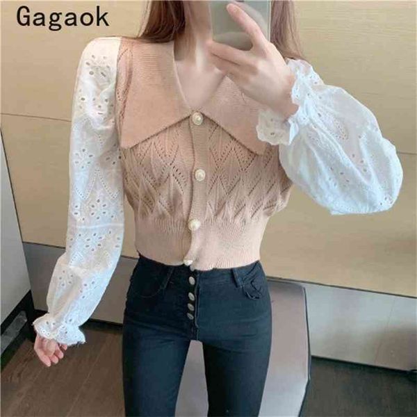office lady patchwork korean women sweaters spring autumn full lapel slim chic outwear fashion female cardigans 210531, White
office lady patchwork korean women sweaters spring autumn full lapel slim chic outwear fashion female cardigans 210531, White