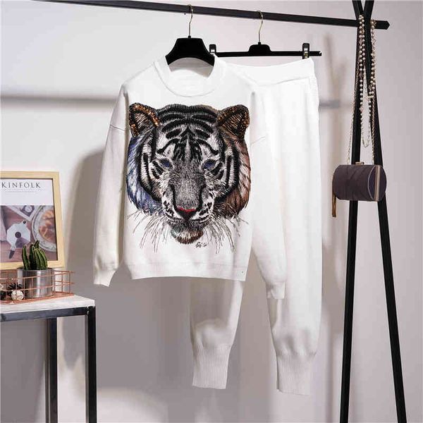 women's two piece pants white tracksuit knitted outfits women 2pc handwork beading tiger print sweater pencil set female loose kni
women's two piece pants white tracksuit knitted outfits women 2pc handwork beading tiger print sweater pencil set female loose kni
