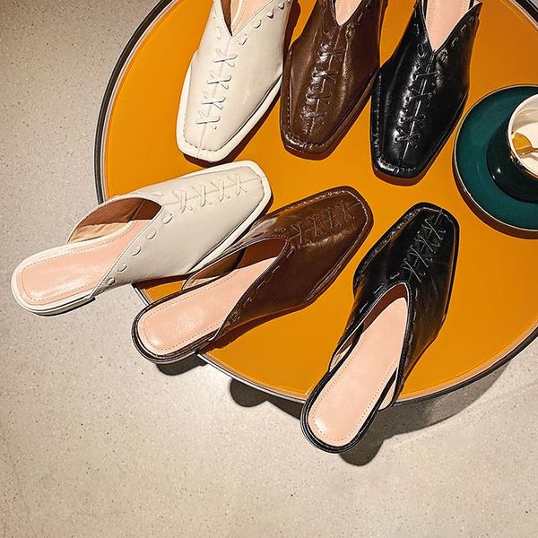 slippers mljuese 2021 women soft cow leather rome style summer square toe brown color sandals party dress wedding size 42, Black
slippers mljuese 2021 women soft cow leather rome style summer square toe brown color sandals party dress wedding size 42, Black