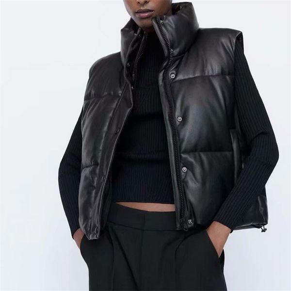 women spring autumn pu vest coats za solid sleeveless cotton female elegant casual vests waistcoat outerwear clothing 210513, Black;white
women spring autumn pu vest coats za solid sleeveless cotton female elegant casual vests waistcoat outerwear clothing 210513, Black;white